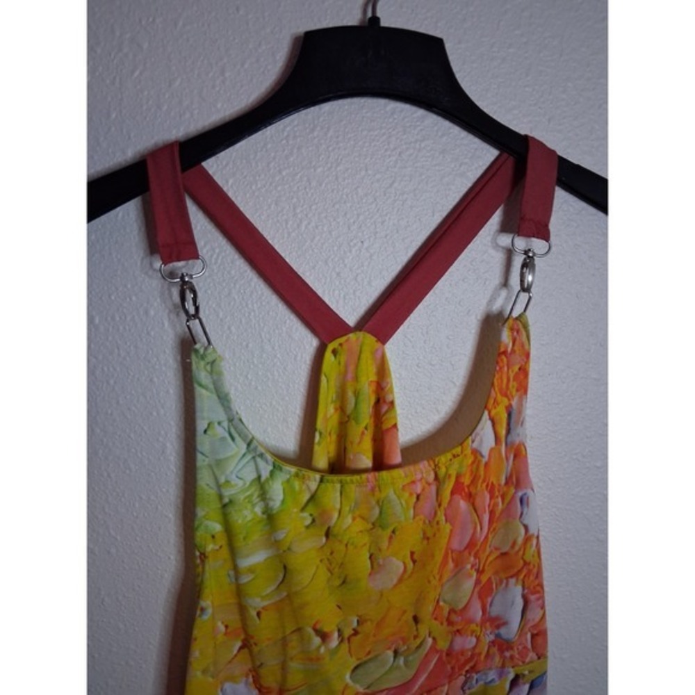 Artistic Impressionist Floral Jumpsuit Racerback Multicolor Sunflowers XL - Picture 3 of 7